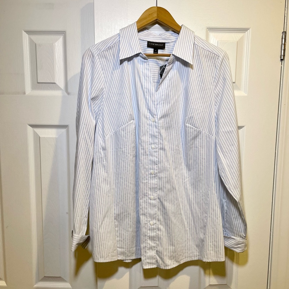 NWOT Lane Bryant Blue Stripe Button Down 18